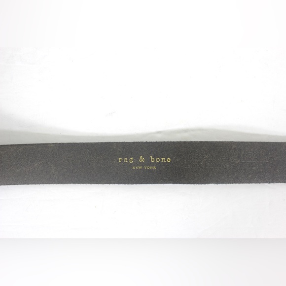 RAG & BONE Gray Brown Sueded Leather Belt with Brass Buckle Grommets 34”-38” - Picture 3 of 9